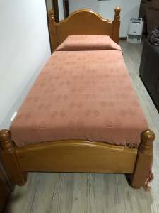 Solid Wooden Bed and Mattresses - VGC