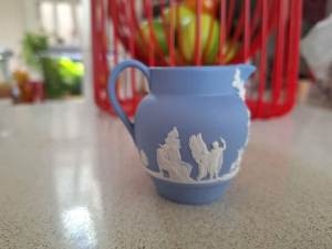 Mid-century Wedgwood England Jasperware miniature jug blue