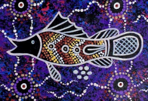 New aboriginal art hand painted on canvas barramundi home decor C