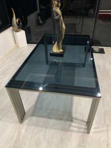 Dining table glass/stainless steel
