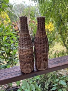 Wicker covered bottles, unique