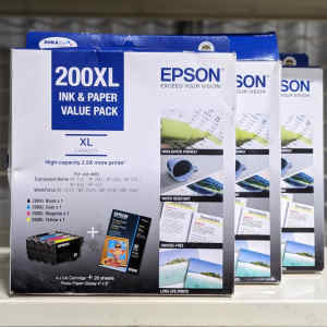 3X NEW EPSON 200XL INK & PAPER VALUE PACK RRP $423