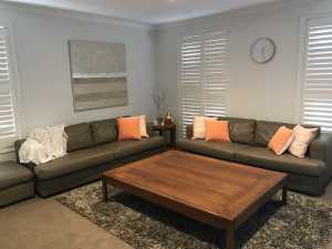Large wooden square coffee table