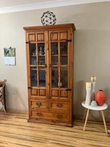 Antique Solid Wood Glass Display Cabinet
