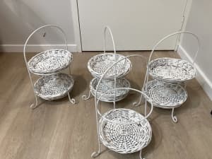 2 tiered stands with flat wicker baskets - PRICE DROP