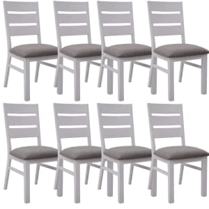 Plumeria Dining Chair Set of 8 Solid Acacia Wood Dining Furniture...