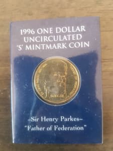 SIR HENRY PARKES 1996 $1 COIN 'S' MINT.