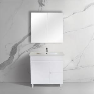 750mm Freestanding Gloss White Bathroom Vanity With Legs 2PAC Coating