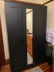 2 x black IKEA wardrobes
