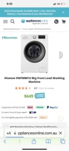 New Hisense front load washer