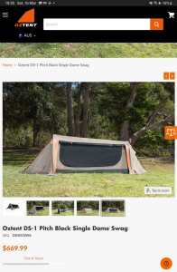 NEW Oztent DS-1 Pitch Black Dome Single Swag Khaki DS 1 DS1 DS 2