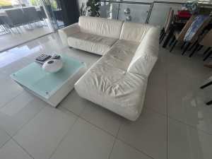 Leather couch white L-Shape