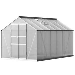 Greenfingers Greenhouse 3.7x2.5x2.26M Double Doors Aluminium Green Ho