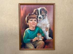 Portrait Print of Boy & Dog