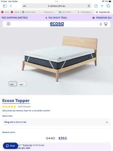 Ecosa king size memory foam mattress topper