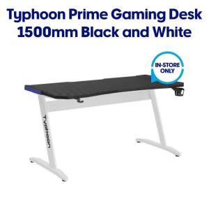 Typhoon 1500mm Black and White Gaming Desk