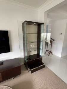 Glass Crystal Cabinet - 3 Glass Shelves 2 Drawers