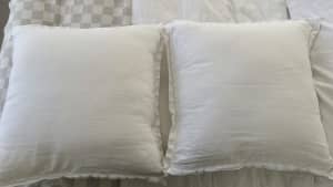 2 x Sheridan European Pillows with linen pillowcases
