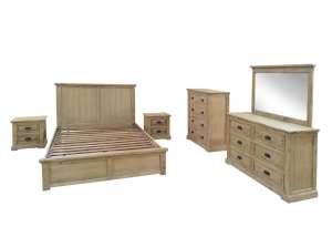 Solid Acacia King Bed Frame in Light Oak (Queen & Suite Available)