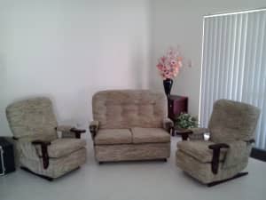 Lounge suite, 3 piece setting plus Sideboard/ dresser with mirror