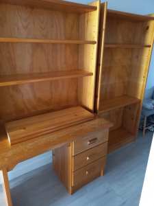 Solid pine desk and book case. matching chest of draws if you want t
