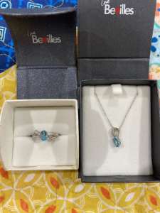 Blue topaz ring snd necklace set