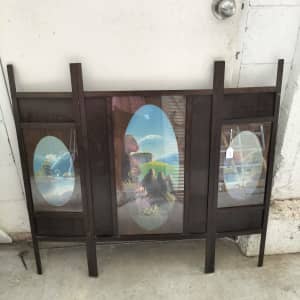 Gorgeous vintage handpainted fire screen. 