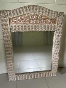 Mirror with wicker/cane frame