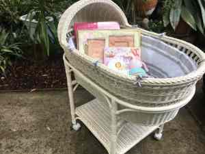 Wicker bassinet-with accessories-little use-cost $649