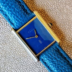 Vintage Cartier Tank Must Manual Wind Lapiz Lazuli Stone dial