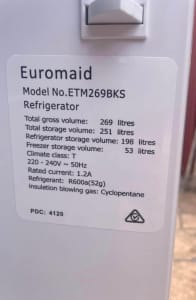 Euromaid 269L fridge