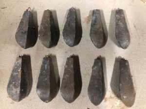 16oz fishing sinkers $4 each or 10 for $30, 20 for $50