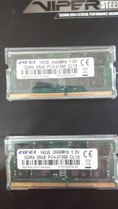 LAPTOP SODIMM DDR 4 16 GB MODULES: 2 OF SAMSUNG B DIE