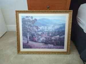 Gold framed Australian country landscape pictures