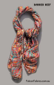 Chiffon silk scarf, large & new, in pattern ‘Barrier Reef’