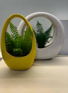 Pair plant pot flower ceramic vases modern circular pot planters