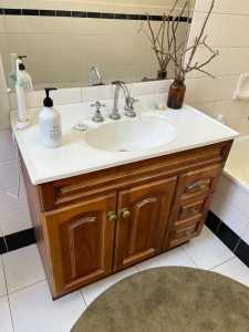 Bathroom vanity, sink, bench top and taps