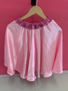 Pink Satin Material Skirts Poodle Skirt Dance Costume