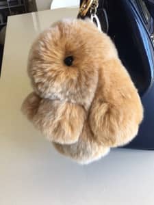 Rabbit plush toy brown for bags