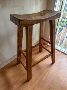 Dark Stained Elm Wooden Bar Stool Chinese RRP $260
