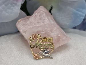 9ct 1.04gms Yellow Gold Patterned Heart Mom Pendant IP266553-1