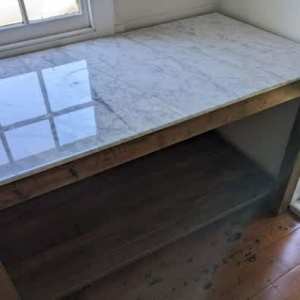 Marble Bench with solid wood frame