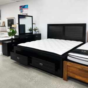 ON SALE! Coober Black Wooden Queen Bed Frame $750, Dresser $790