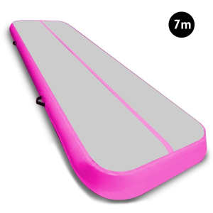 7m x 1m Air Track Inflatable Gymnastics Mat Tumbling - Grey Pink...