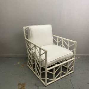 High Quality Vintage Cane White Armchair