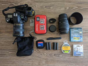 Nikon D70 kit, lenses, bag, charger and more
