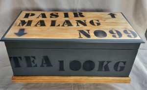 Large timber restored clean storage box tea-chest signage