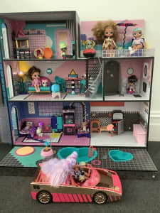 LOL dollhouse, car and dolls