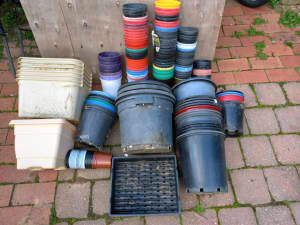 168 x plastic pots sml to lrg & 4 seed trays