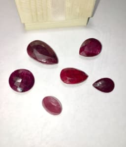 HUGE SALE Certified 106ct Natural faceted red & pink Ruby cabochon lot